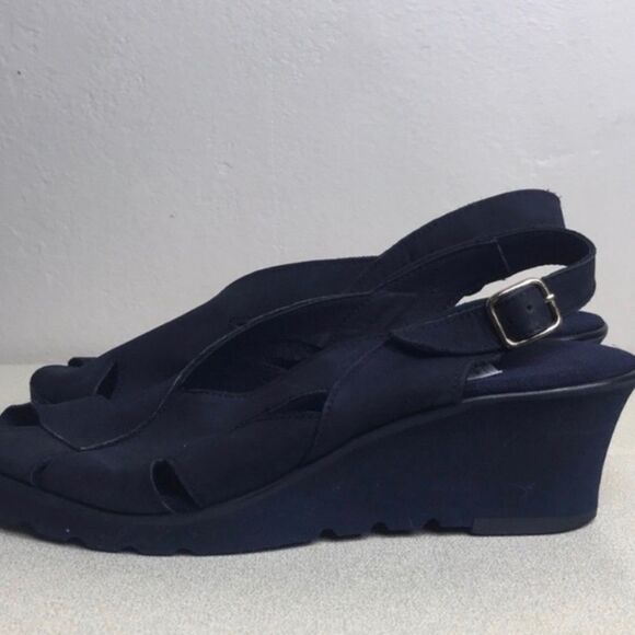 Vintage Handmade Navy Blue Suede Women shoes Size 7 - Picture 7 of 13